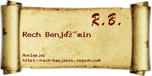Rech Benjámin névjegykártya
